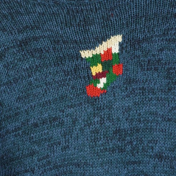 Vintage Tiara International Blue Crew Neck Embroidered Santa Sweater Size Medium - Picture 7 of 7